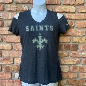 SAINTS WOMENS SHORT SLEEVE V NECK NFL TEAM APPAREL T SHIRT NEW ORLEANS FOOTBALL